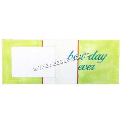 picture frame with Best day ever in green on green and white striped background