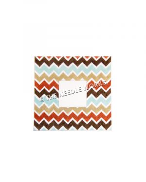picture frame with black, blue, brown and red chevron stripes