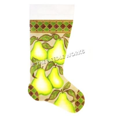 stocking with pears and green and black checkered border