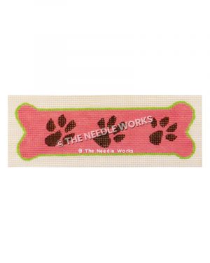 pink dog bone with paw prints