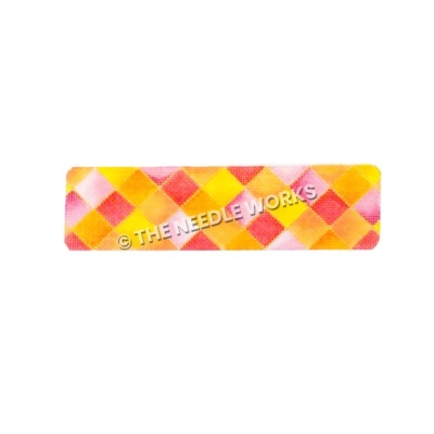 cuff with pink, orange, and yellow checkered pattern