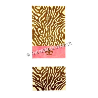 tiger patterned purse with pink band and brown fleur de lis
