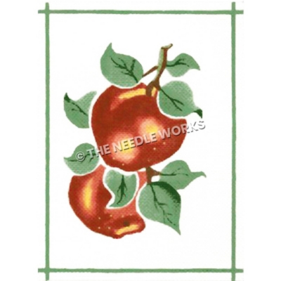 two peaches on branch with green border