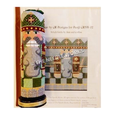3D cylinder nutcracker in green and silver suit with silver beard and hair and black and gold base