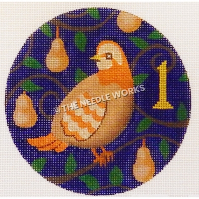 partridge in a pear tree ornament with blue background