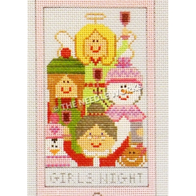 pink iphone with Mrs. Claus, angel, snowwoman, gingerbread woman, penguin, and elf raising glasses and Mrs. Claus taking a selfie with Girls Night at bottom