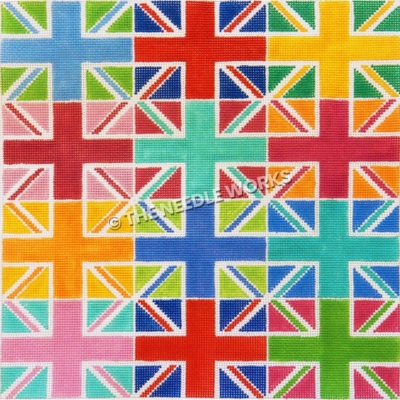 British flag in colorful repeating pattern