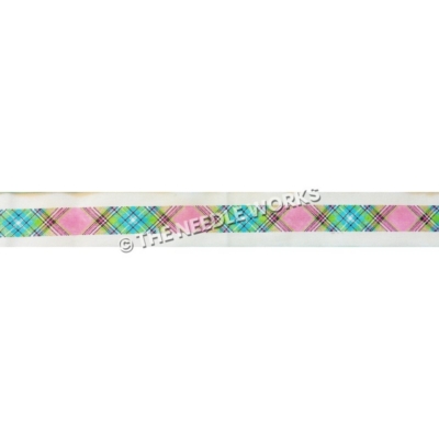 belt with pink, green, blue and white plaid