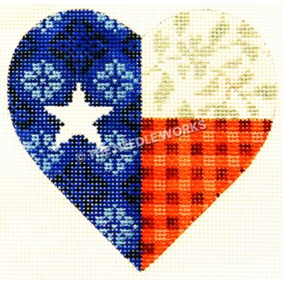 heart with Texas flag and decorative patterns in each color