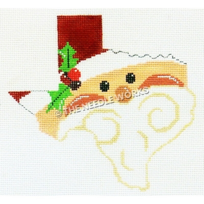 shape of Texas with Santa's face filling shape
