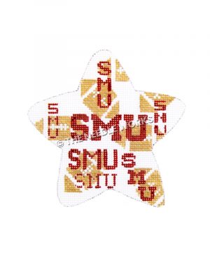 white star with footballs and SMU logo