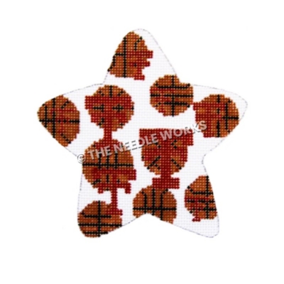 white star with basketballs and TTU logo