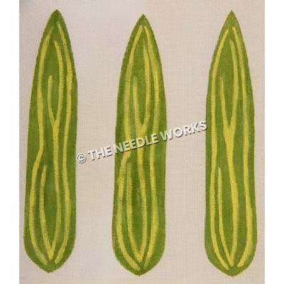 three long green and yellow leaves