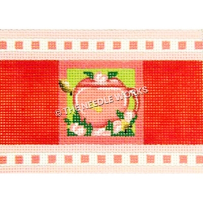 pink teapot with pink roses on green background and red and pink border
