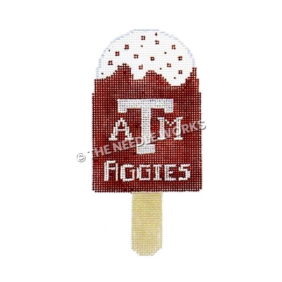 chocolate ice cream bar with ATM Aggies written in white