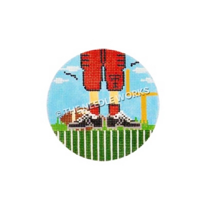 round ornament with closeup of TTU football player's shoes