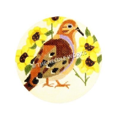 brown and orange dove with yellow flowers