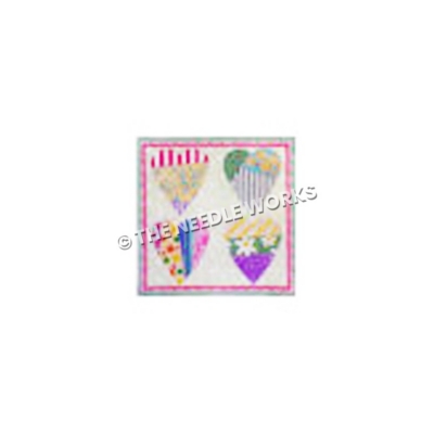 multi-colored patchwork hearts