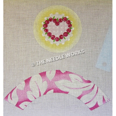 heart with pink rose border and pink and white decorative border