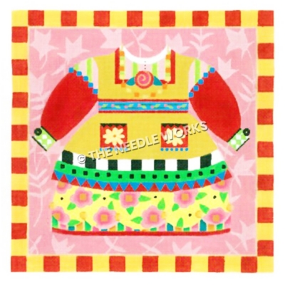 yellow, red and pink dress on pink decorative background