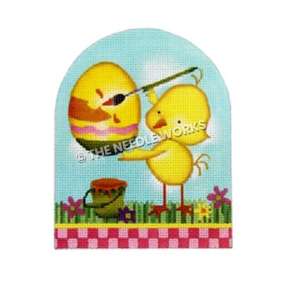 yellow chick painting Easter egg