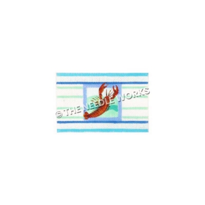 red lobster with blue and white striped border