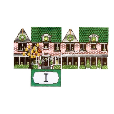 12 Days of Christmas themed 3D green and red house with partridge in pear tree and roman numeral 1