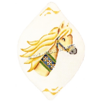 cream colored carousel horse head teardrop ornament