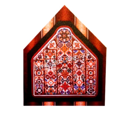 Mission shape with geometric southwestern patterns