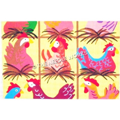 bright colored hens roosting