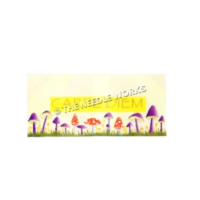 purple, red and white mushrooms with Carpe Diem written above