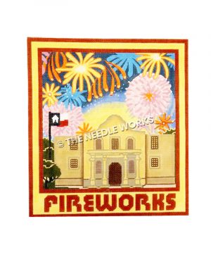 Alamo with fireworks