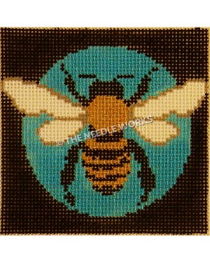 black square with bumblebee on blue circle