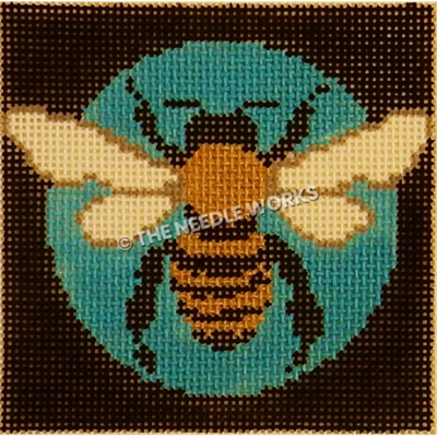 black square with bumblebee on blue circle