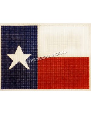 Texas flag with lone star on blue rectangle and white and red large stripes