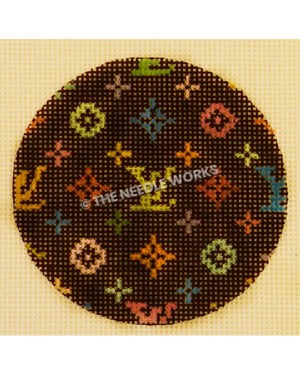 black ornament with Louis Vuitton pattern in bright colors