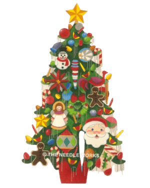 Christmas tree with colorful variety of ornaments