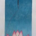 dragonfly and pink and white flower canvas