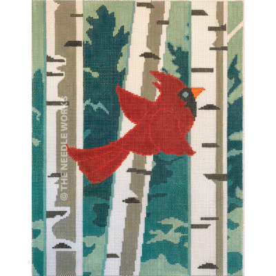 Cardinal in Birches