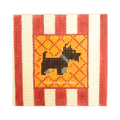 BLACK SCOTTIE STRIPED SQUARE W/THREADS