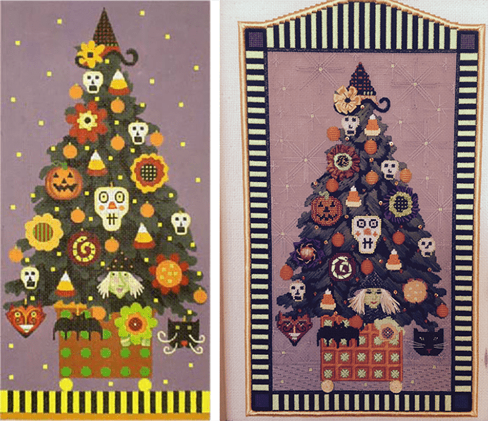 susan portra's Halloween Topiary canvas by Melissa Shirley before and after