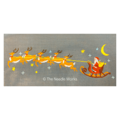 SANTA & REINDEER ON BLUE w/SG