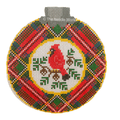 CARDINAL (left)RED PLAID ORN