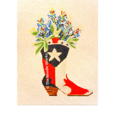TEXAS BOOT W/ BLUEBONNETS