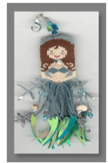 peyote beading scissors fob brunette mermaid with blue tail