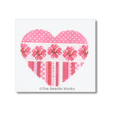 PINK RIBBONS/DOTS/FLOWERS HEART