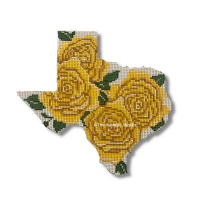 STATE SHAPED TEXAS YELLOW ROSE