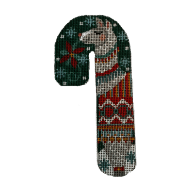 GREEN LLAMA CANDY CANE