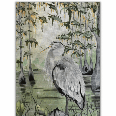 GREAT HERON IN MARSH