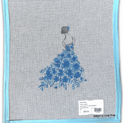 LADY W/BLUE FLOWERS/DRESS